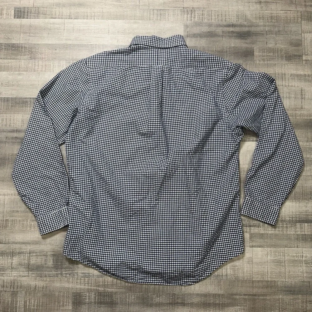POLO RALPH LAUREN XL Black Checked Gingham Oxford Cotton LS Shirt Classic Fit